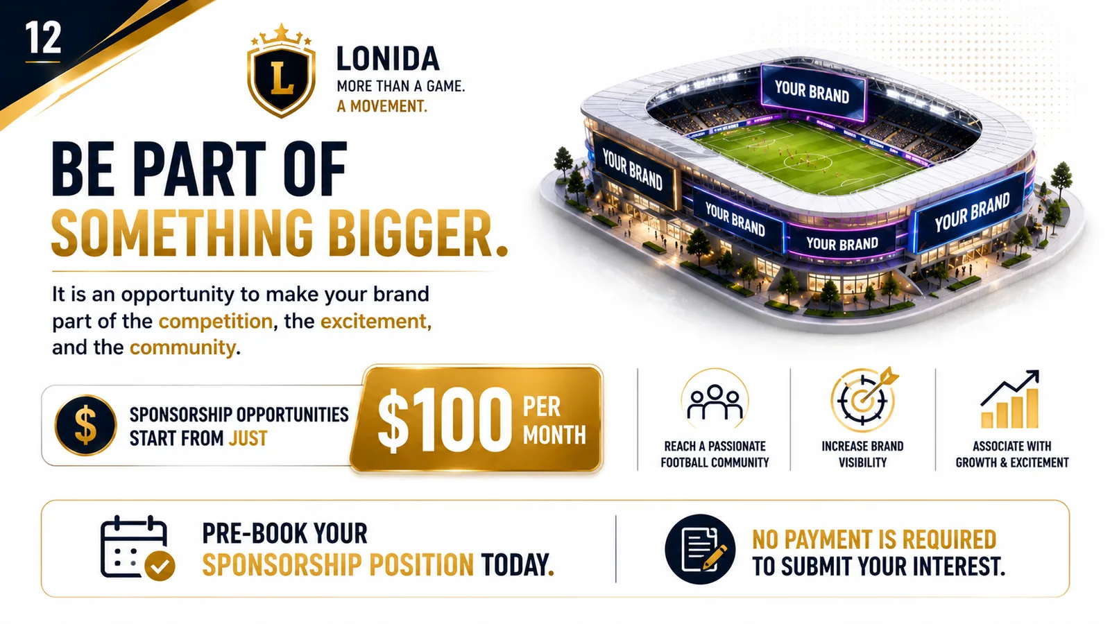 Lonida virtual stadium with sponsor billboards
